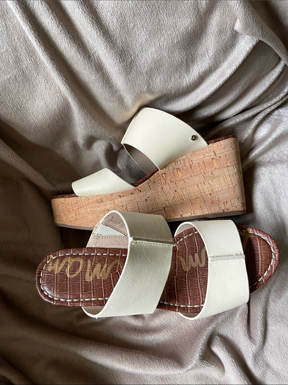 Sam Edelman Damara Leather Platform Cork Wedge Sandals - Size 8